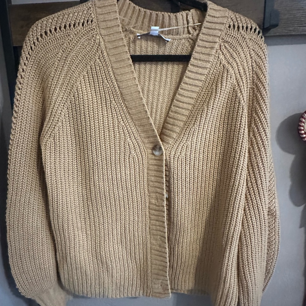 Cozy Women's Tan Knit Cardigan